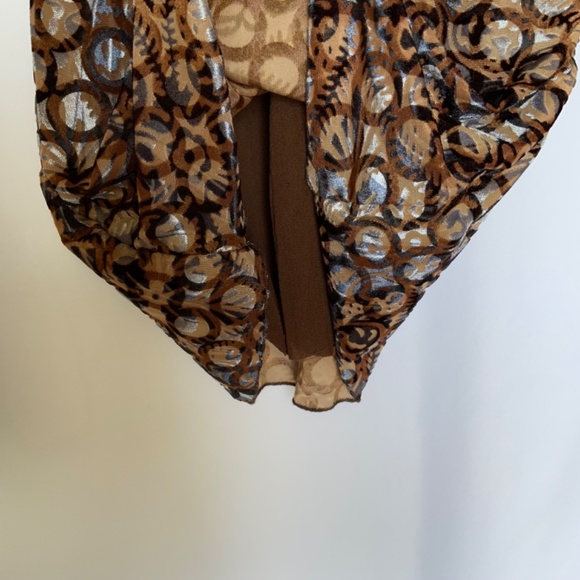 Petit Pois by Viviana G Mesh Stretch Velour Pullover Brown Gray Top - Picture 4 of 4